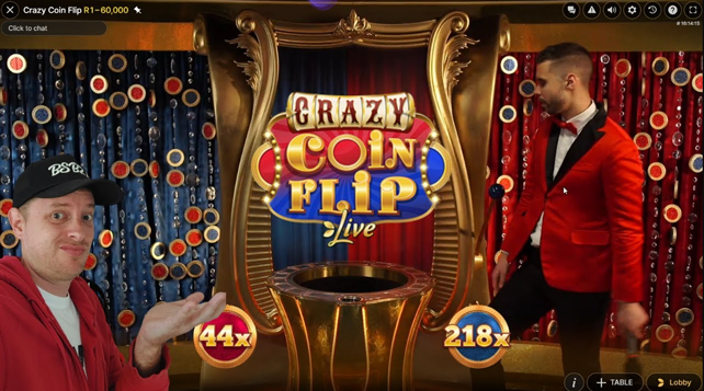 Crazy Coin Flip Live – เติมเงินและสนับสนุนสีแดง/น้ำเงิน เพื่อมีโอกาสชนะรางวัลใหญ่